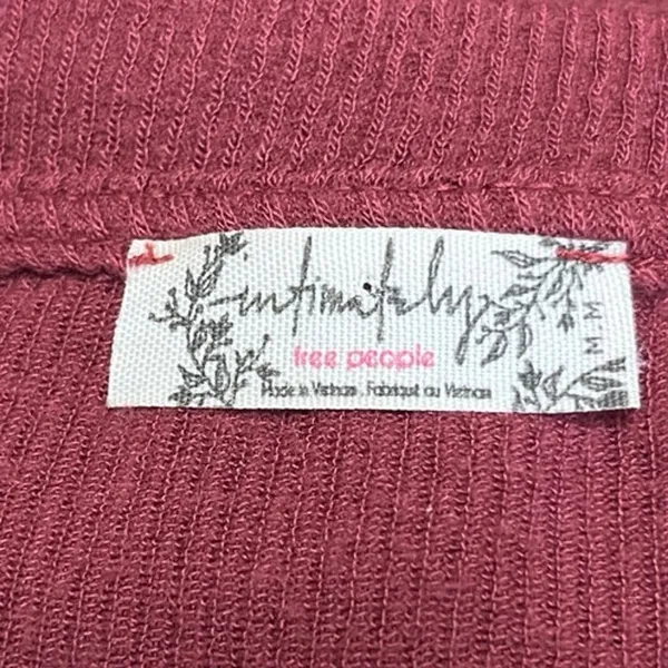 Free People Hi Hon Wine Red Rib Knit Long Sleeve Scoop Neck Thong Bodysuit Top M - Image 4