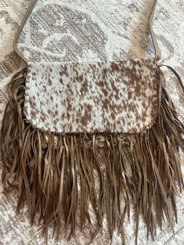 Cowhide Crossbody Purse Brown - Image 2