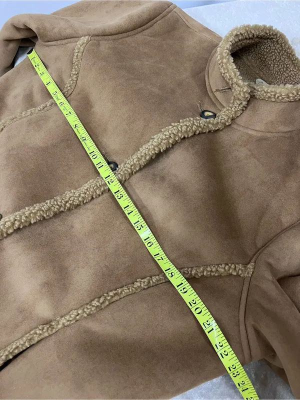 L.L. Bean Women's suede faux fur Shearling-Trim Trench Coat L regular - Image 4