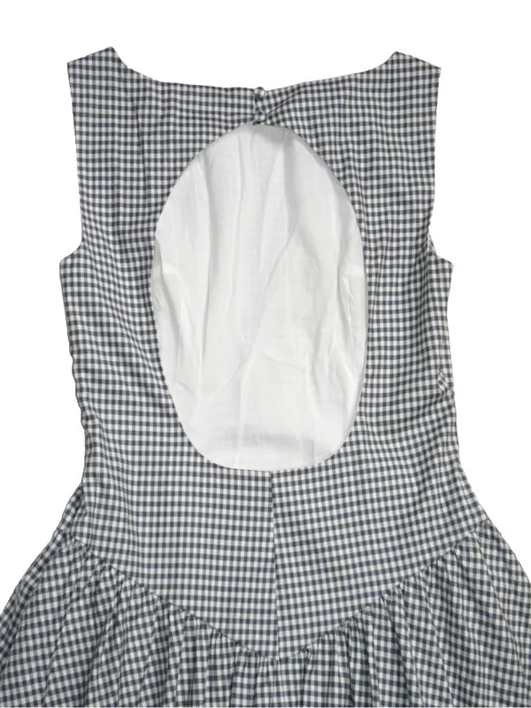 NWT Reformation Elvira in Slate Check Gingham Cotton Bubble Hem Midi Dress 6 - Image 10
