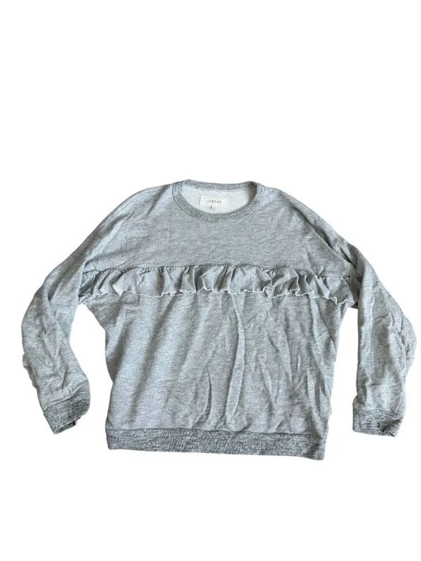 THE GREAT Gray Ruffle Crewneck Sweatshirt Size 0 - Image 5