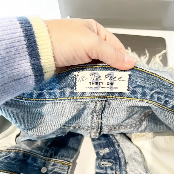Free People Loving Good Vibrations Distressed Cutoff Denim Shorts Blue 31 - Image 2