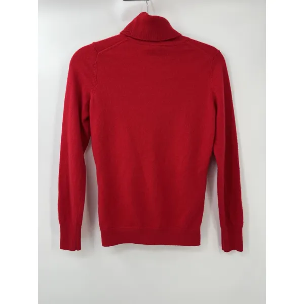 Talbots Pure Cashmere Turtleneck Red Holiday Christmas Minimalist Sweater Bright - Image 9