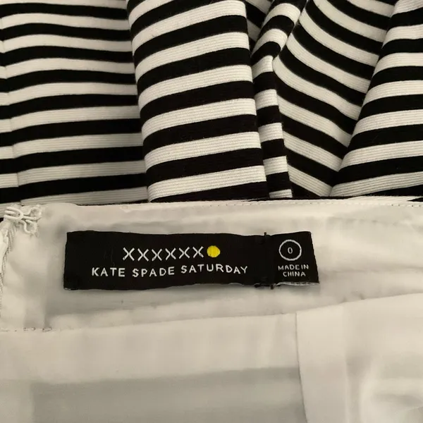 Kate Spade Saturday Full Pleated Stripe Mini Skirt Size 0 Navy White‎ - Image 2