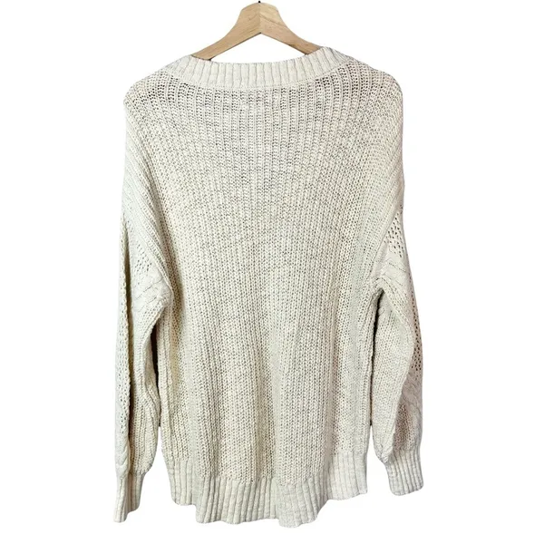 American Eagle AEO Off White Knit V-Neck Sweater S‎ - Image 2