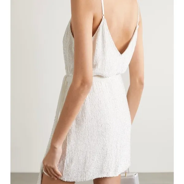 RETROFÉTE‎ Claire Belted Sequined Chiffon Mini Dress Iridescent XL NEW - Image 2