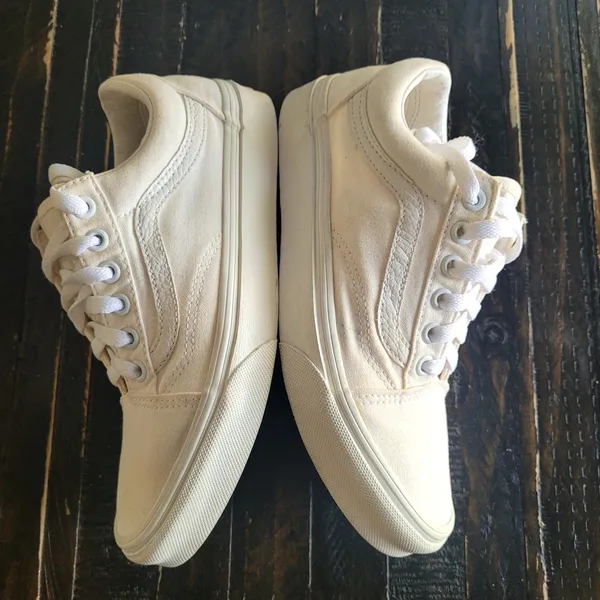 Vans Old Skool Unisex White/Marshmallow Low Top Lace-Up Sneakers Men 5 Women 6.5 - Image 5