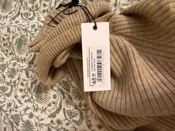 Love Tree Camel Ribbed Turtleneck Sweater - Image 3