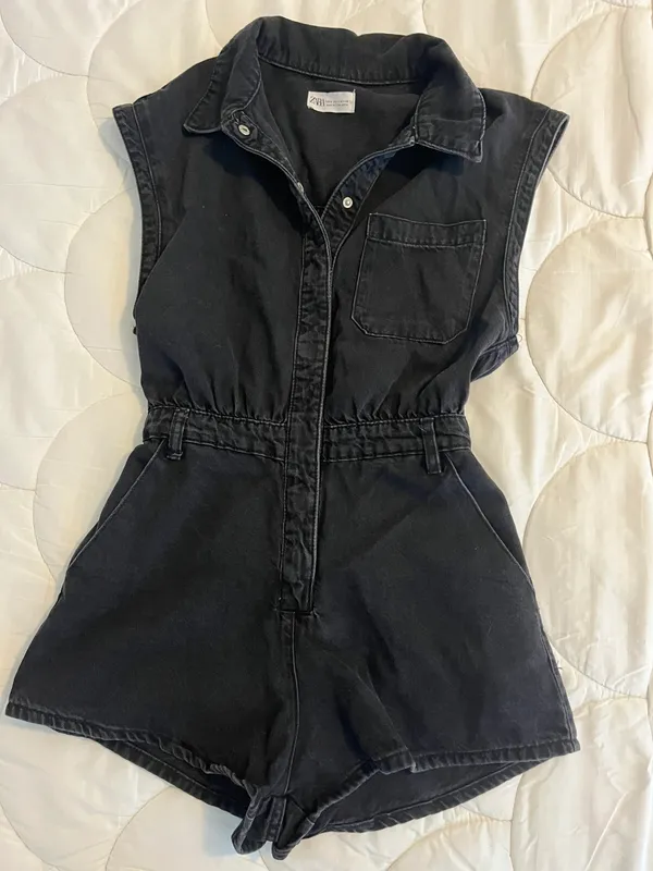 Black Denim Romper - Image 3