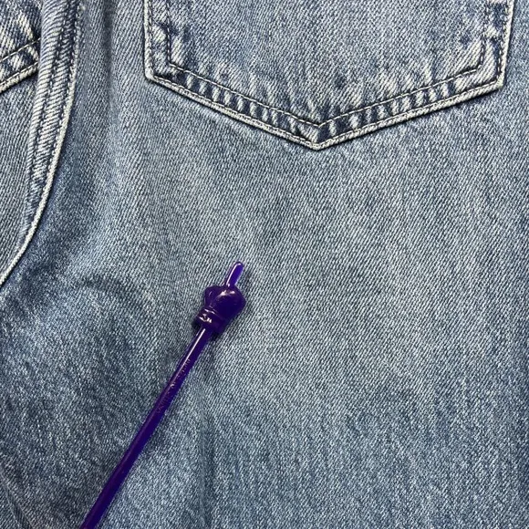 Madewell‎ Straight-Leg Jean Overalls XXS Hickory Wash Faded Denim Cropped Length - Image 6