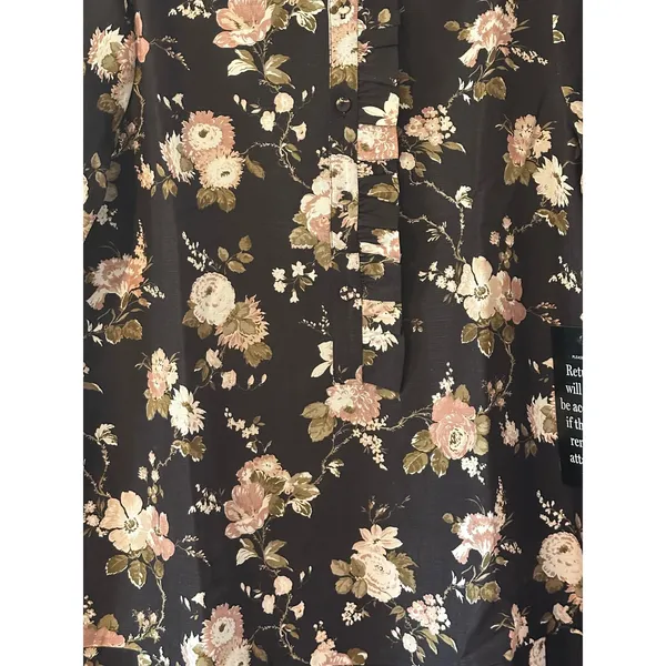 Tuckernuck Midnight Garden Floral Print Ruffle Collar Button Front Dress‎ Size L - Image 3