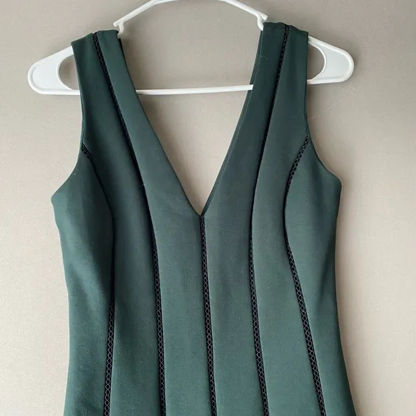Adelyn Rae Office Siren Academia‎ V-Neck Fit & Flare Dress S Green - Image 2