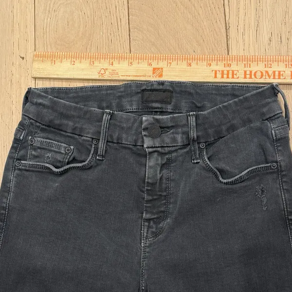 Mother Jeans The Looker Sz 24 Faded Black Wash‎ Not Guilty Mid Rise Fray Skinny - Image 3