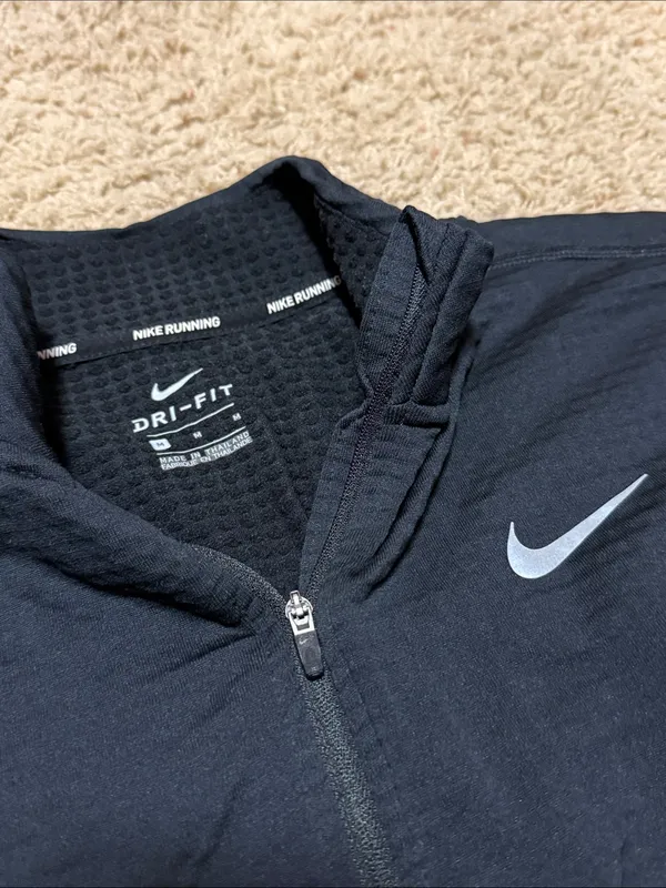 Nike Black Long Sleeve Half-Zip Pullover with White Swoosh - Image 2