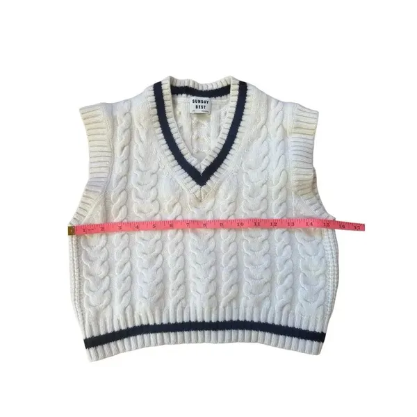 Aritzia Sunday Best Winston Sweater Vest Cream XXS Old Money Wool Blend - Image 7