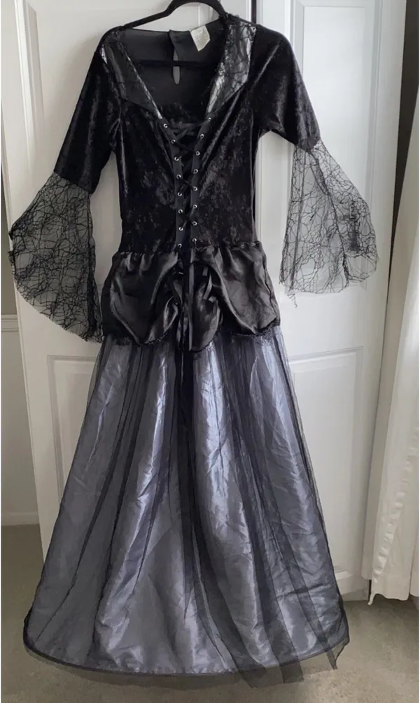 Gothic Whimsigoth Vampire Bride Witch Hooped Gown Dress Jrs. Large 12-14 - Image 15