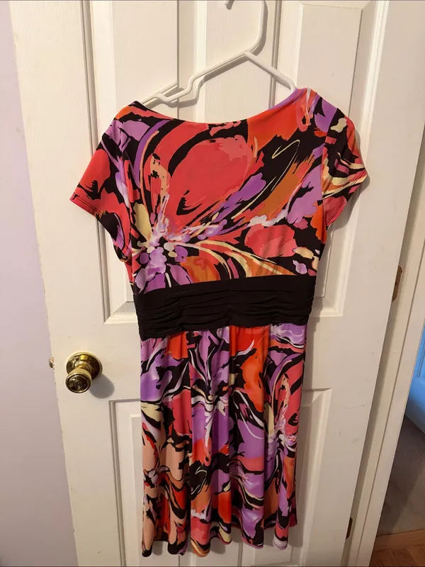 Scarlett Pink, Purple & Red Floral Empire-Waist Dress - Image 3