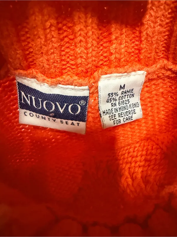 Nuovo Cable Knit Mock Turtleneck Sweater in Orange - Image 3