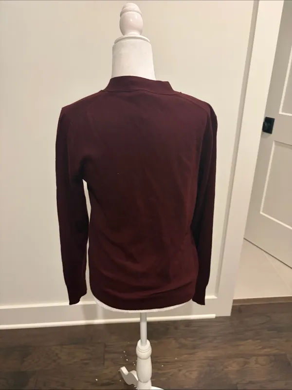 New with Tags JCrew Merino Wool Burgundy Cardigan Sz M - Image 3