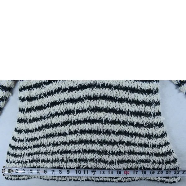 Free People Striped Eyelash Knit Sweater Navy Cream Scoop Neck Womens Medium - Image 8