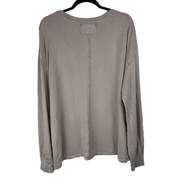 Free People We The Free Fade Into You Tee Sz XL Taupe Long Sleeve Top - Image 3