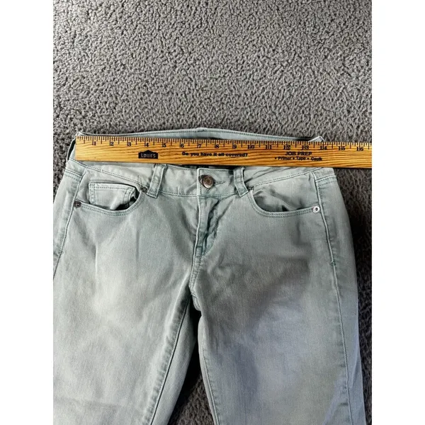 American Eagle Jeans Women 4 Regular Low Rise‎ Skinny Green Denim Pants - Image 3