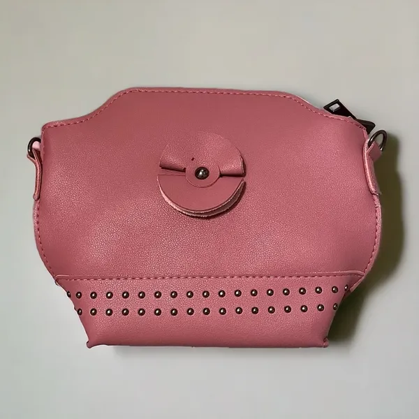Mini Pink Leather Studded Crossbody Zipper Bag * WITHOUT STRAP * - Image 2