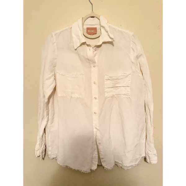 Show Me Your Mumu Frayed Hem‎ Cream The Layer Shirt Size S - Image 2