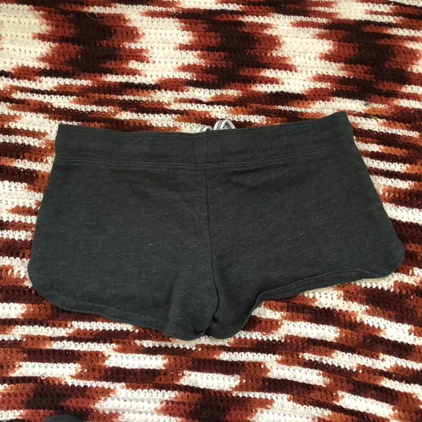 Y2K 2000s Aeropostale Coquette Micro Mini Baddie Hot Pants Low Rise Booty Shorts #aero #bimbo subversive #acubi #cyber #punk grunge mcbling black grey Size XS-Measurement in pics - Image 2