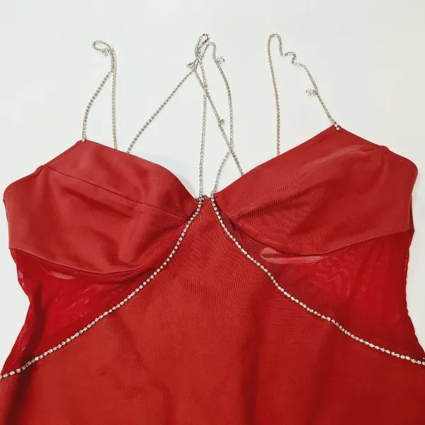 Superdown Jaxie Diamond Mini Dress in Rust XL - Image 5