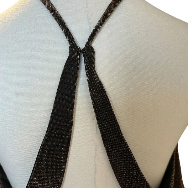 Blondie Nites by Stacy Sklar NWT Mini Halter Dress SZ 11 Black Gold Shimmer - Image 12
