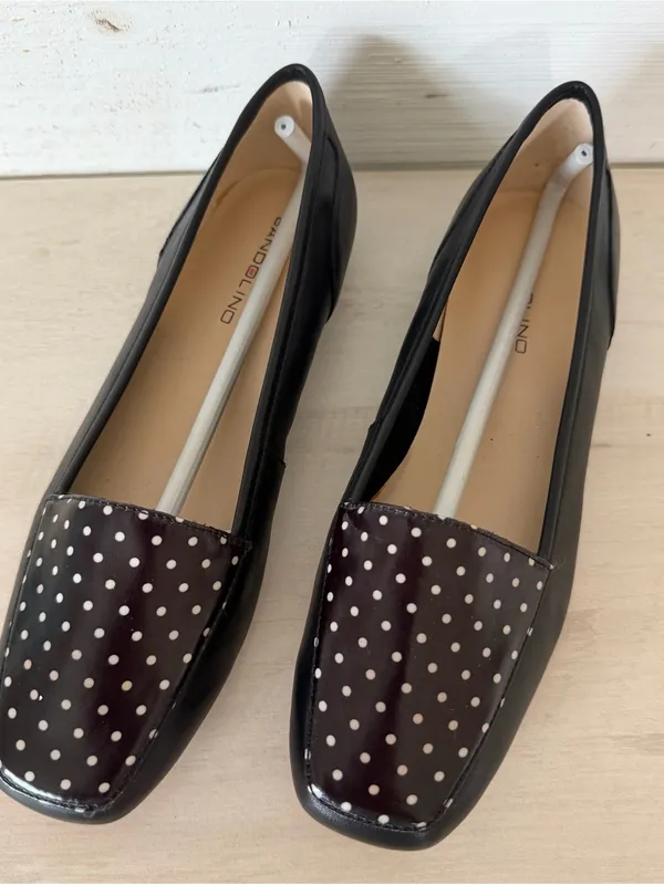 Bandolino Liberty Square Toe Loafers Flats Women’s Black White Polka Dot 6.5 NEW - Image 7