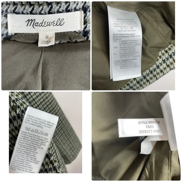 Madewell Houndstooth Plaid Soft Knit Stretch Oversized Blazer Jacket Womens S - Image 14