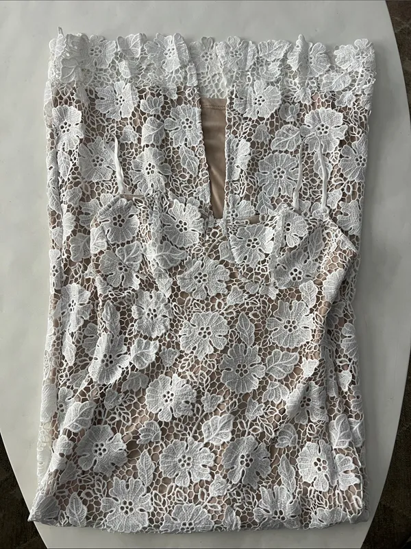 NWT Commense Semi Sheer Double Layer Floral Lace Corset Cami Midi Maxi Dress M - Image 7