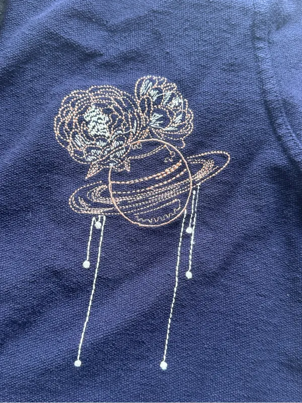 American Giant Full Zip, Embroidered Planet Sweatshirt Hoodie Navy Womens XL - Image 5