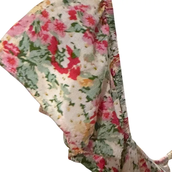 In February Floral Smocked Mini‎ Dress Small Ruffle Sleeve Tiered Rayon 1088D - Image 9