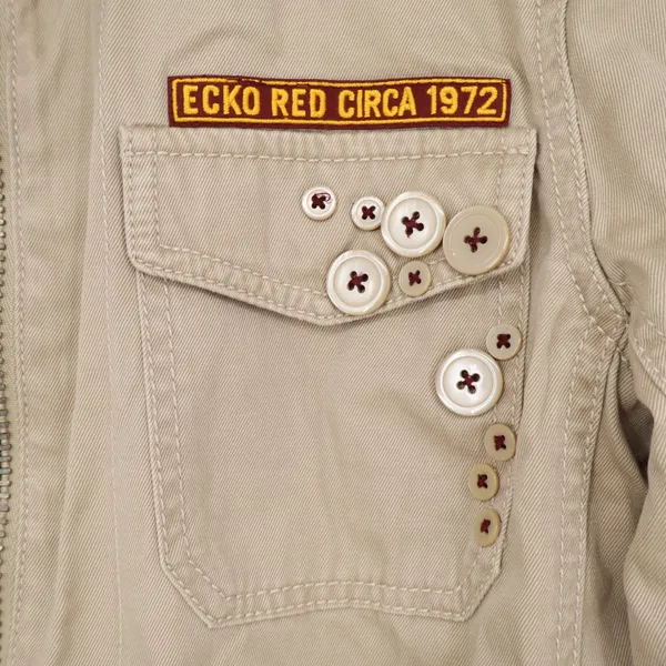 Ecko Red Womens Tan Khaki Utility Bomber Jacket Cropped Cotton Size L - Image 2