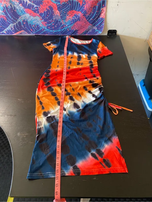 SheIn Tie-Dye Short Sleeve Maxi Dress - Multicolor - Image 5