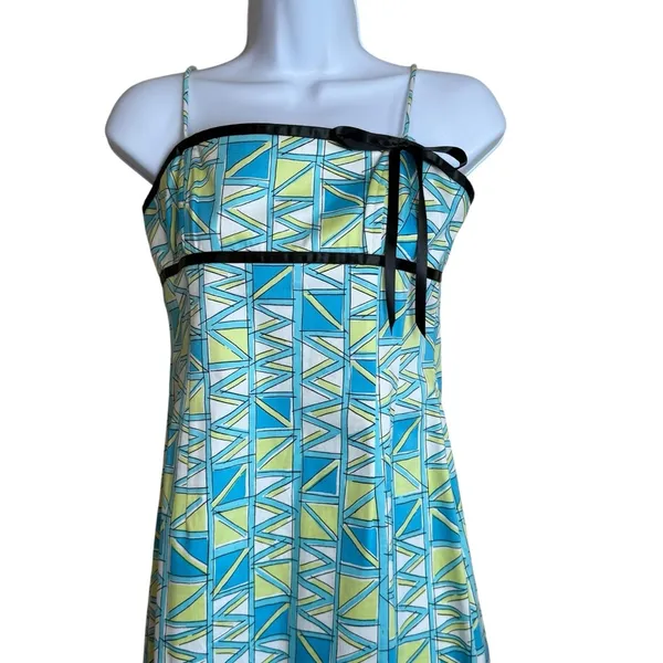 Vintage Becky & Max Y2K‎ Dress Blue Green Size 4 Empire Waist Babydoll Artsy - Image 4