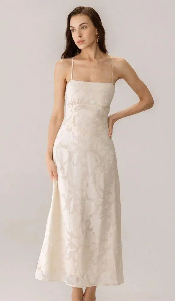 Rihoas Apricot Jacquard Corset Slip Maxi Dress - Image 4