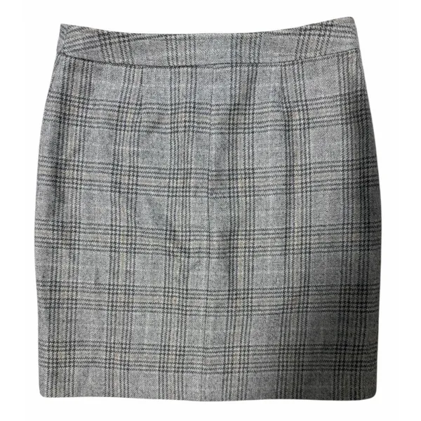 Brooks Brothers‎ 346 Gray Plaid Skirt Front Button Women's Size 6 - Image 2