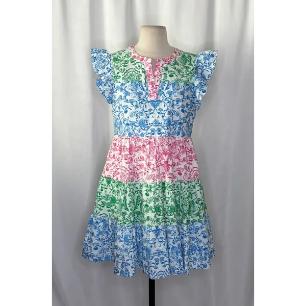ROLLER‎ RABBIT Aitona Pippa Dress Tiered Tropical Floral Jungle Print Small - Image 2