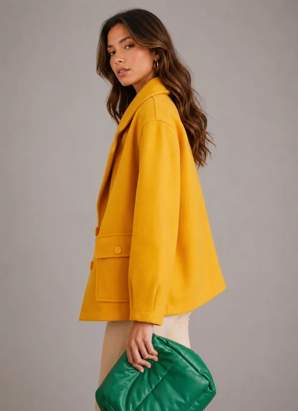 Avec Les Filles Mustard Utility Jacket L Quiet Luxury Shacket Coat Chic Modern - Image 2