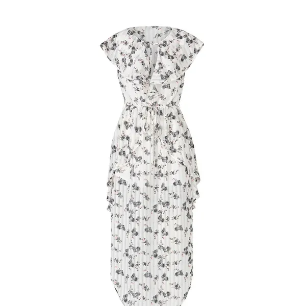 Elliatt Womens Sheer Flora Bloom Maxi Fluncy Ruffled Dress White Pink Size Small - Image 3