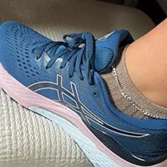 Asics Blue and Pink Gel-Kayano 28 Women's Running Shoe - Image 10