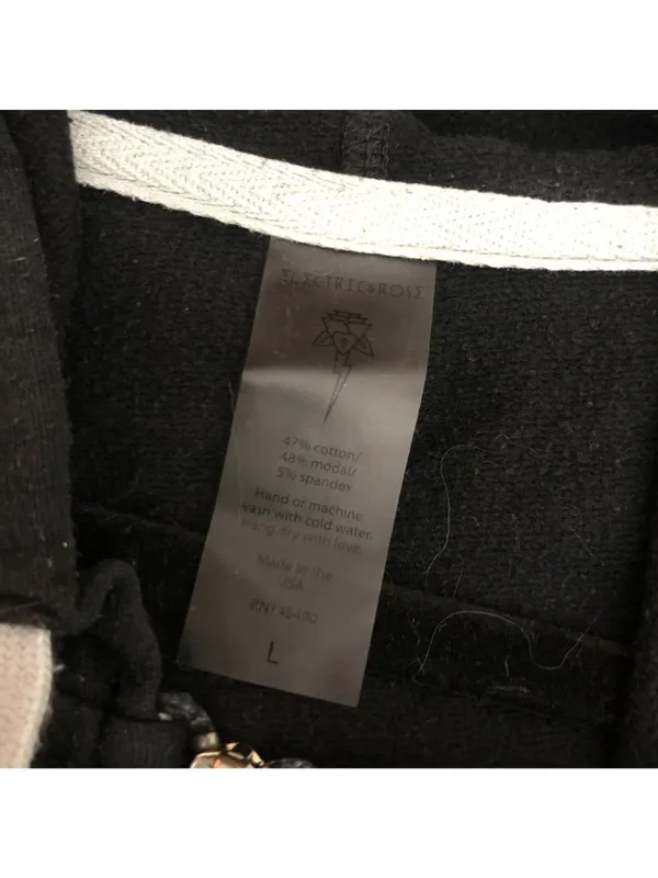 Electric & Rose Black Zip-Up Hoodie Drawstring Size L Cotton Blend Made In USA - Image 3