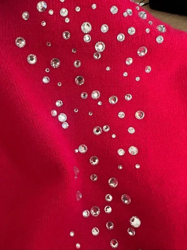 Kinross Cashmere 100% Cashmere Rhinestone Mock Neck Sweater Pink M NWT - Image 4