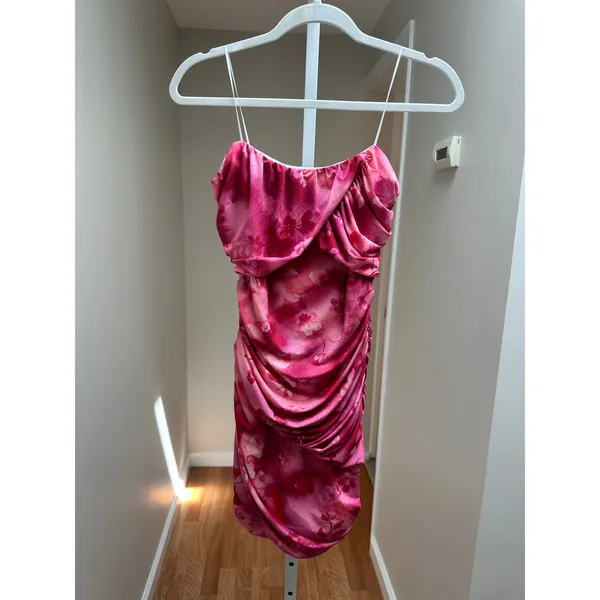 Amanda Uprichard Levi Mini Dress Pink Ruched size Small - Image 6