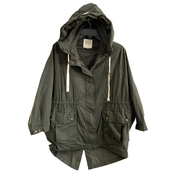 Zara Trafaluc Utility Parka Women XS Olive Green Gorpcore Oversize Hooded Jacket - Image 2