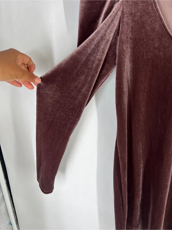 Gentle Fawn Mauve Velvet Puff Sleeve Mini Dress XS - Image 4